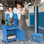 Rolling Tool Chest - 5 Drawers Tool Box Organizer with Lockable Wheels, Sliding Drawers, Detachable Top Tool Box - Tool Storage Cabinet for Garage Workshop, Blue