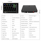 [FNRSI Upgraded 1013D Plus 100X Probe] Oscilloscope Portable Digital Tablet Oscilloscope with 2 Channels 100Mhz Bandwidth 1GSa/s Sampling Rate 7" TFT LCD Touch Screen 100X High Voltage