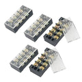 URBEST® 5 Pcs Dual Row 4 Position Covered Screw Terminal Strip 600V 25A