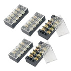 URBEST® 5 Pcs Dual Row 4 Position Covered Screw Terminal Strip 600V 25A