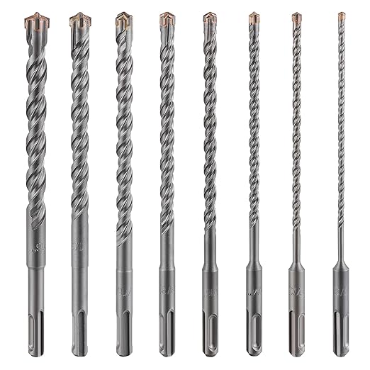 5pcs 5/32" X 6"-4" Concrete Drill Bits, Cross-Type Double Thread Carbide Material, Suitable for Concrete, Brick, Cement Walls, Stone, Compatible with Most Impact Drills