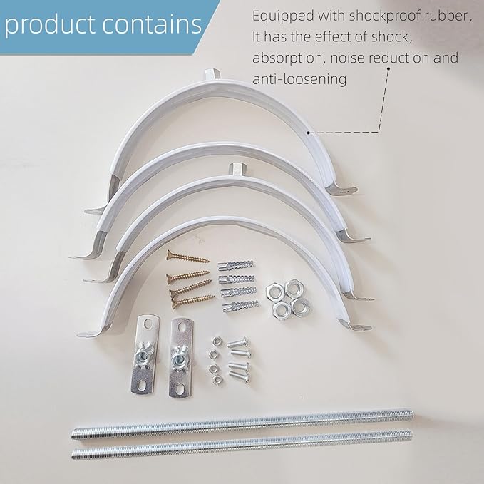 2 Sets Adjustable Pipe Bracket，Heavy Duty Galvanized Iron Stove Pipe Hanger Strap，Wall Support Chimney Pipe Holder，Round Split Ring Vent Conduit Carrier Kit，with All Mounting Screws (12-Inches)