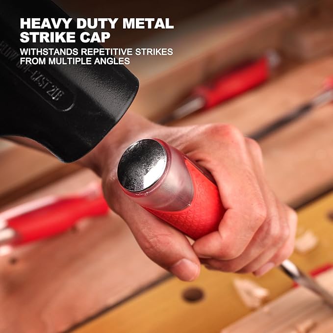 HAUTMEC 1-1/4" Wood Chisel with High-Impact Drop-Forged CRV Steel Blade, Extended Anti-Skid Shock-Absorbing Handle, Professional Grade Beveled Edge Blades & Heavy-Duty Strike Cap – HT0363