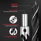 Countersink Drill Bits Set, 7-Pack High Carbon Steel Countersink Drill Bits for Wood, Woodworking Carpentry Reamer with 1 Free Hex Key Wrench