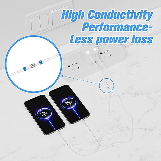Kuject 250PCS Solder Seal Wire Connectors AWG 16-14, Blue Solder Seal Heat Shrink Butt Connectors Terminals Sleeve Waterproof Wire Splice Connector for Marine Boat Wire Joint