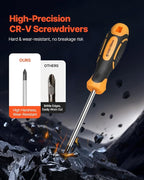 VEVOR Screwdriver Set, 12-Piece Hand Tools Set with Magnetic Tips, Includes 5 Phillips and 5 Flat Head Bits, Z-Type Bit, Professional Repair Tool Kit for Sockets, Furniture, Home Appliances, Bicycles