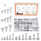 Round Flat Head Rivet Nuts Stud Rivet Semi-Tubular Silver Tone for Household Automobile Industry (M3 M4 M5 M6)