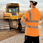 High Visibility Class 3 T Shirts，Hi Vis Safety Shirts with Reflective Strips and Pocket, Short Sleeve Quick Dry Mesh Construction Work Shirt for Men/Women Orange,6XL