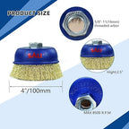 SALI 12 Pack Wire Cup Brush, 4 Inch Coarse Crimped Cup Brush for Grinders, with 5/8 Inch Arbor for Heavy Cleaning Rust, Stripping and Abrasive, for Angle Grinder