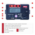 UNI-T 2500V Insulation Megger Tester Megohmmeter, Ground Resistance Tester Meter 0 Megohm to 20GΩ with AC 500V/1000V Testing Voltage & LCD Display Backlight(UT502A)