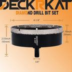 4-1/4 inch Diamond Hole-Saw Bits with Pilot Drill Bit -4-1/4" Diamond Tipped Tile Hole Saws with Guiding Bit Accurate Drilling for Porcelain Tile Ceramic Pottery Granite Stone Glass Bottles 110mm.