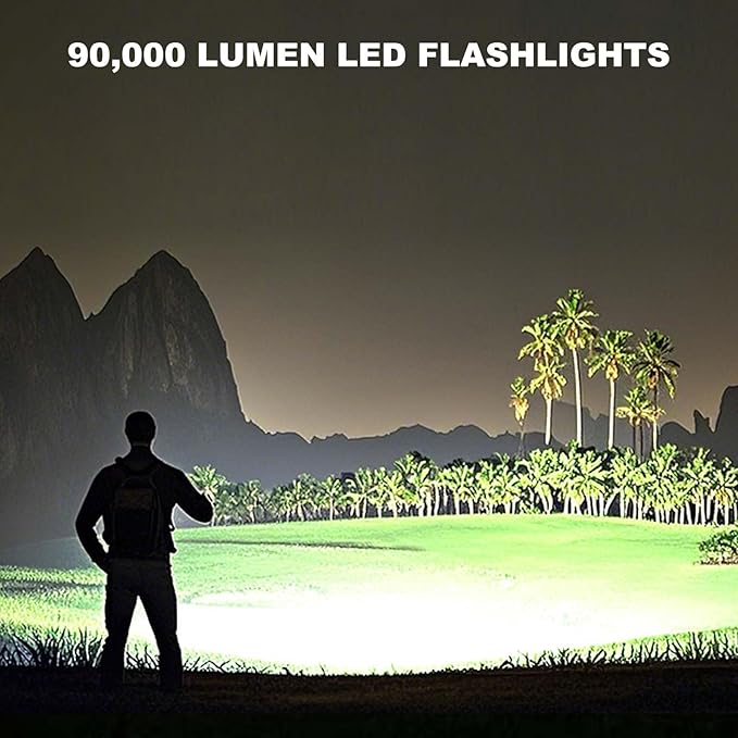 4 Pack Rechargeable LED Flashlights High Lumens, 90,000LM Super Bright Flashlight, Adjustable Powerful Flash Light with USB Cable & 5 Modes, Waterproof Handheld Flashlight for Home Camping