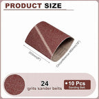 HARFINGTON 8 x 19 Inch Sanding Belts, 10 Pcs 24 Grits Aluminum Oxide Abrasive Belt Sander File Belt for Woodworking, Metal Polishing, Knife Sharpener