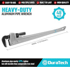DURATECH 48-inch Heavy Duty Aluminum Straight Pipe Wrench, Adjustable Plumbing Wrench, Drop Forged, Exceed GGG standard