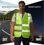 SIFE Reflective Safety Vest High Visibility Vest With 7 Pockets And YKK Zipper, ANSI/ISEA Class 2 Standard, Made With 3M Reflective Tape(03YG-Yellow,L)