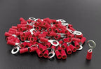 ANGSTROM 1/4" Bolt Ring Terminals, Insulated Electrical Crimp Connectors 100pcs (22-16ga Red)
