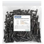 100 Pcs Black Heat Shrink Butt Connectors, 14-12 AWG Marine Grade Heat Shrink Wire Connectors, Tinned Copper, Waterproof Insulated Crimp Butt Splice Automotive Electrical Connectors