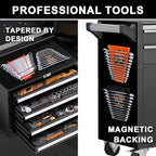 4-Pack Magnetic Wrench Organizer, 48-Slot Wrench Rack Tool Trays, Durable ABS Wrench Holder for Tool Box Drawer Chest, SAE (1/4" to 1-1/16") & Metric (6 to 24mm)