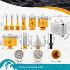 Daimond Tile Hole Saw Kit 10pcs - Diamond Core Drill Bits Set 6/6/8/19/35/50/65mm for Tile Porcelain Marble with 20mm Diamond Finger Bit and 50mm Chamfer Bit Trimming Holes & SDS Adapter