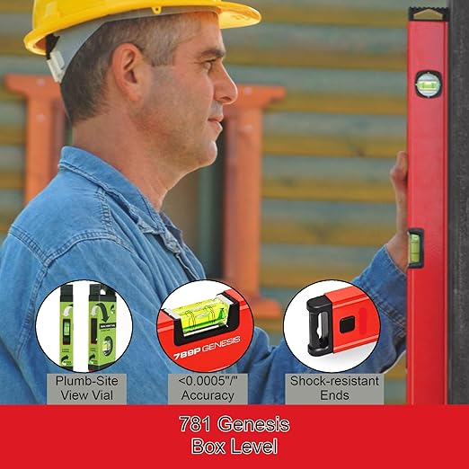 Kapro - 781 Genesis Box Level - Features Horizontal Vial and Dual-View Plumb Site - VPA Certified - Aluminum - 48 Inch