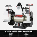 BUCKTOOL 8 Inch 3/4 HP Low-Speed Bench Grinder fit CBN Wheel Professional Wobble-free Wheel Grinder TDS-200C4HL