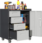 Metal Mobile Tool Storage Cabinet with Wheels,Heavy Duty Rolling Tool Cabinets for Garage,Metal Storage Cabinets with 4 Drawer and 1 Locking Doors,Assembly Required