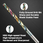 Lichamp Drill Bit Set, 29Pcs M2 HSS Cobalt Drill Bits from 1/16" to 1/2" for Metal, Cast Iron, Stainless Steel and Plastic with Durable Index Metal Storage Case, Colorful Titanium Plating