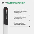 GERMANIKURE Czech Crystal Glass Nail File in Suede Leather Case - Original Orange - Professional Manicure & Pedicure Products for Smooth Easy Shaping of Natural Nails