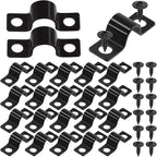 Swpeet 25Pcs 8mm Two Hole U Bracket Clamp with 50Pcs Self-tapping Screws Kit, U-Clamps, Metal Pipe Clamps, Pipe Strap Clamps, Conduit Tension Clips for Fixing Pipe or Cable