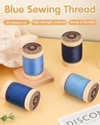 FOUSNOW Upholstery Repair Kit, Sewing Kit with Blue Sewing Threads, Professional Heavy Duty Sewing Kit for Home Repair Sewing Denim Clothes, Denim Bags, Jacket, Shoes, Wallets Crafts