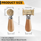 HONGDUI Wooden Mallet, Woodworking Brass Chisel Mallet, Woodworking Tools Wooden Hammer Carpentry Tools for Floor Furniture Tile