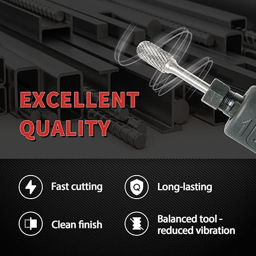 S&F STEAD & FAST Carbide Burr with ¼” Shank ½” Cutter Dia 1” Length, Professional Grade Tungsten Carbide File, Die Grinder Bit for Electric or Air Die Grinder, Ball Nose, Grinding Burr bit for Metals
