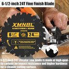6-1/2 Inch Circular Saw Blade 24 Teeth,6-1/2 Saw Frame Ultra Fine Finish Circular Saw Blade,Compatible with for DEWALT,Makita,Skil Circular Saw,for Cutting Lumber,Plywood Material,5/8 Inch Arbor