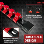 AMM 9-Piece Socket Organizer, 1/2 inch, 3/8 inch and 1/4 inch Drive ABS Tools-Red Socket Holder,Heavy Duty Socket Racks, Premium Quality Socket Clip Rail Holder,The best tool trays in the garage