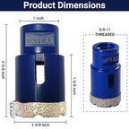 Drilax Pro Series 1-3/8 Inch Diamond Hole Saw for Angle Grinder – 5/8"-11 Thread – Dry Cutting Granite Drill Bit, Masonry Hole Saw & Quartz Countertop Drill Bit – Long Life 100+ Holes