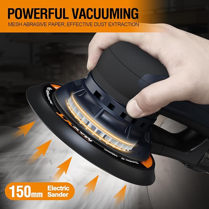 MAXXT Electric 5mm Random Orbital Sander with Tool Case, Variable Speed Palm Sander with Brushless Motor, 5&6Inch Sanding Pads, Sanders for Woodworking, Primary Wood and Panel Processing