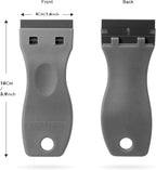 FOSHIO 2PCS Plastic Razor Blade Scraper Tool and 100PCS Plastic Blades for Gasket Remover, Sticker Remover, Labels Decal and Adhesive Remover for Windows and Glass (Grey)