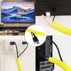 Split Wire Loom Tubing, 10,25ft Cord Protectors from Pets No Chew, Flexible Wire Covers Cord Protectors, Protective Split Cable Sleeve for Automotive Home Industrial Wires(Yellow, 0.98inch-25ft)