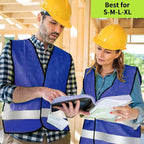 Safety Vest, Reflective High Visibility Construction Vest for Men, Work, Cycling, Runner, Surveyor, Volunteer, Road
