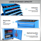 Rolling Tool Chest - 5 Drawers Tool Box Organizer with Lockable Wheels, Sliding Drawers, Detachable Top Tool Box - Tool Storage Cabinet for Garage Workshop, Blue