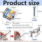 4-in-8-out Lever Terminal Block Kit, Quad Input to Eight Output Splicing Connectors, DIN Rail/Screw Fix, 28-12AWG Conductor, 6 Pack with Mounting Hardware