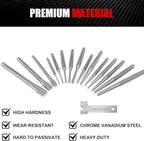 16 Pcs Punch and Chisel Set, Including Taper Punch, Center Punch, Pin Punch, Cold Chisels and Chisel Gauge for Mechanic and Metalworking
