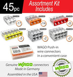 Wago 2773 Wall Nuts 45pc Push-in Wire Connector Assortment Kit with Case | Splicing for Solid and Stranded Electrical Conductors | 2773-402, 2773-403, 2773-404, 2773-405, 2773-406, 2773-408