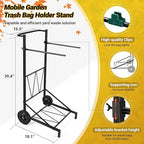 CAROD Trash Bag Holder, Adjustable Metal Leaf Bag Holder from 30-45 Gallon Capacity, Mobile Garbage Bags Cart, Outdoor Garden Leaf Bags Stand for Yard & Lawn Cleanup, Gardening, Camping, Parties