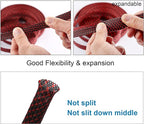 25ft - 1.25 inch PET Expandable Braided Sleeving – BlackRed – Alex Tech Braided Cable Sleeve