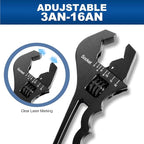 An Hose Fittings Adjustable Wrench Lightweight aluminum 3AN-16AN Adjustable Wrench An Fittings Wrench Tool For AN Hose Fitting Adapters End. (Black, Large)