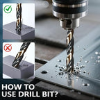 Metal Drill Bit Set, Yougfin 29PCS High Speed Steel Drill Bits with Black and Gold Finish 1/16"-1/2" M2 Drill Bits with Index Case for Wood, Plastic, Low Alloy Steel and Metal