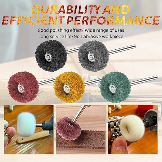 100Pcs Upgrades Abrasive Buffing Wheels,Wheels Burr for Rotary Tools-1/8(3mm) Shank,Rust Removal