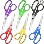 Scissors Bulk Set of 6-Pack, Taotree 8" Scissors All Purpose Comfort Grip Sharp Shears for Office School Supplies, High/Middle School Student Teacher Home Art Craft Sewing Fabric, Scrapbook Supplies