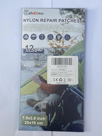 7.9x3.9 inch 12 PCS Nylon Repair Patch Nylon Repair Tape Self Adhesive Fabric Tapes Outdoor Camping Gear Fabric kit for Tent, Umbrella, Down Jackets, Sleeping Bag, Knapsack（Brown）